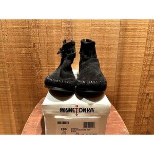 Minnetonka 289 Women's Moccasin US Size 10 Back Zip Boot Black Suede
